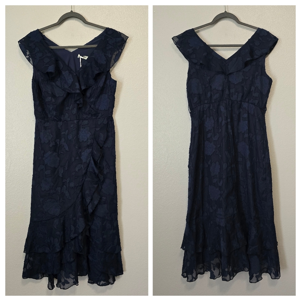 Grace Karin Navy Blue Ruffled Midi Dress - Picture 2 of 8